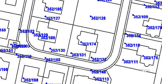 Parcela st. 352/174 v KÚ Kníničky, Katastrální mapa