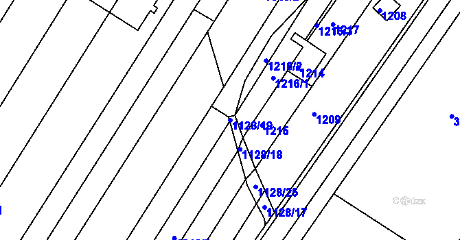 Parcela st. 1128/19 v KÚ Kníničky, Katastrální mapa