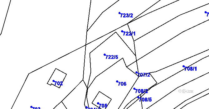 Parcela st. 722/5 v KÚ Kníničky, Katastrální mapa