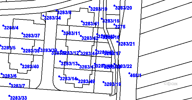 Parcela st. 3283/45 v KÚ Kníničky, Katastrální mapa