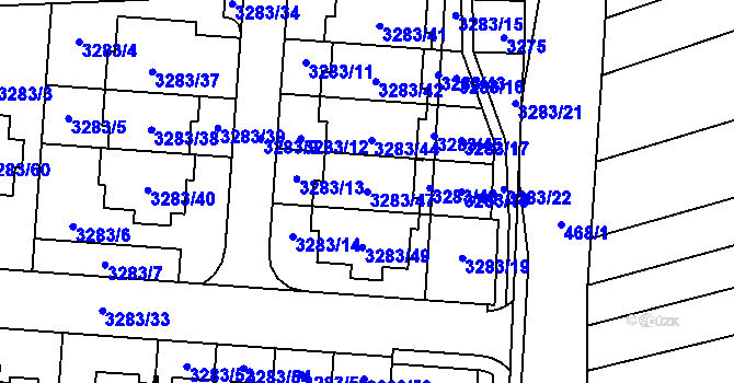 Parcela st. 3283/47 v KÚ Kníničky, Katastrální mapa