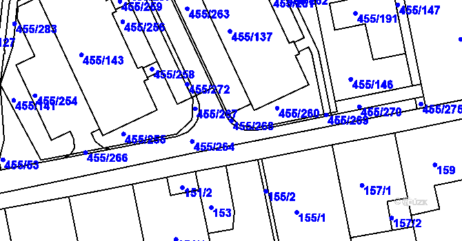 Parcela st. 455/268 v KÚ Kníničky, Katastrální mapa