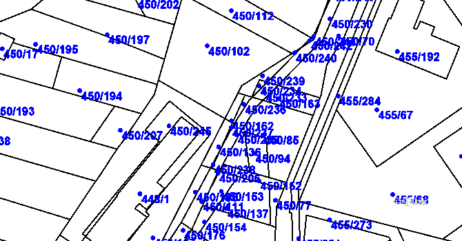 Parcela st. 450/162 v KÚ Kníničky, Katastrální mapa