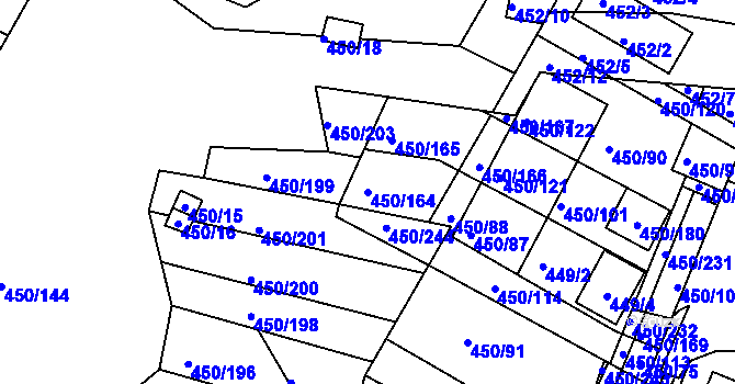 Parcela st. 450/164 v KÚ Kníničky, Katastrální mapa