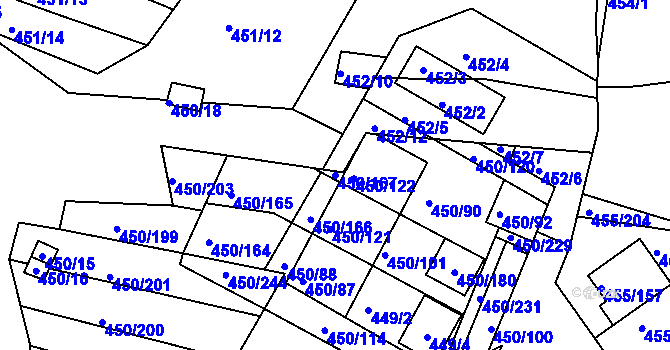 Parcela st. 450/167 v KÚ Kníničky, Katastrální mapa