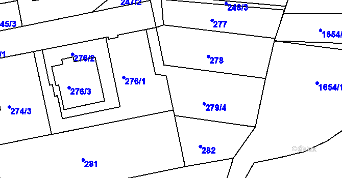 Parcela st. 279/3 v KÚ Kníničky, Katastrální mapa