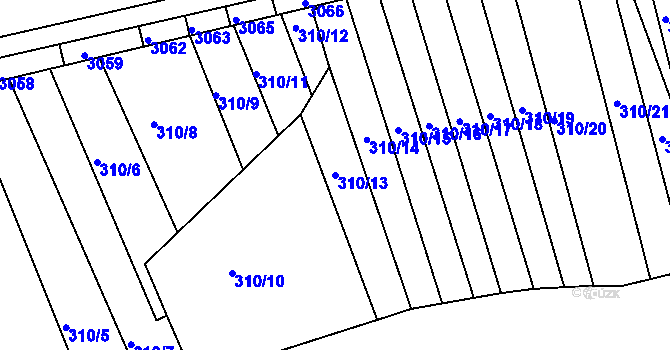 Parcela st. 310/13 v KÚ Kníničky, Katastrální mapa