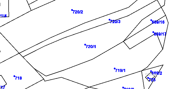 Parcela st. 720/1 v KÚ Kníničky, Katastrální mapa