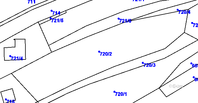 Parcela st. 720/2 v KÚ Kníničky, Katastrální mapa