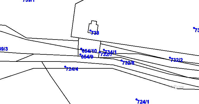 Parcela st. 732/7 v KÚ Kníničky, Katastrální mapa