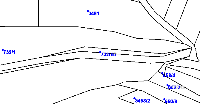 Parcela st. 732/15 v KÚ Kníničky, Katastrální mapa