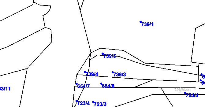 Parcela st. 739/5 v KÚ Kníničky, Katastrální mapa