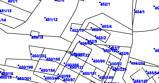 Parcela st. 452/12 v KÚ Kníničky, Katastrální mapa