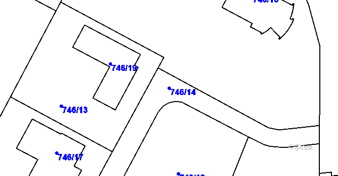 Parcela st. 746/14 v KÚ Kníničky, Katastrální mapa