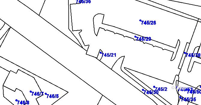 Parcela st. 745/21 v KÚ Kníničky, Katastrální mapa