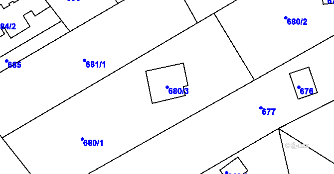 Parcela st. 680/3 v KÚ Kníničky, Katastrální mapa
