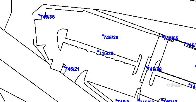Parcela st. 745/29 v KÚ Kníničky, Katastrální mapa