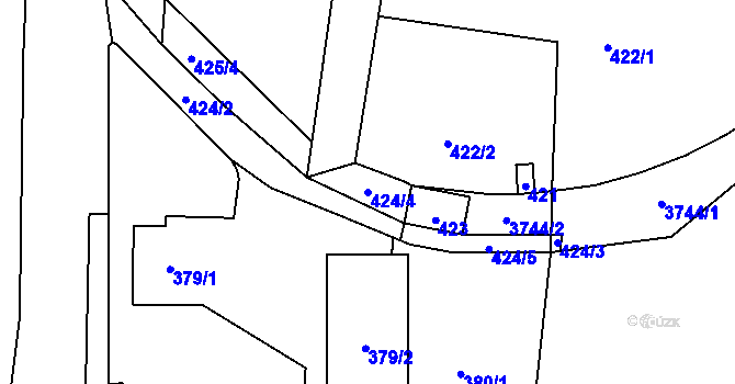 Parcela st. 424/4 v KÚ Kníničky, Katastrální mapa