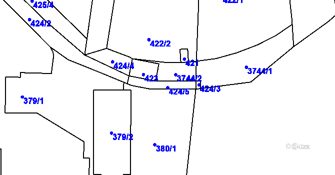 Parcela st. 424/5 v KÚ Kníničky, Katastrální mapa