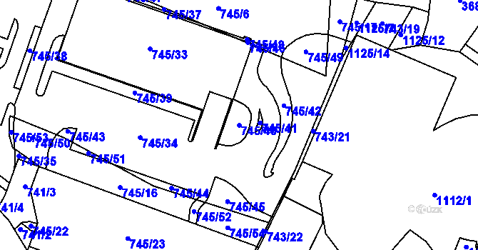 Parcela st. 745/40 v KÚ Kníničky, Katastrální mapa