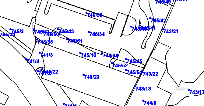 Parcela st. 745/44 v KÚ Kníničky, Katastrální mapa