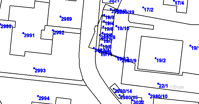Parcela st. 19/11 v KÚ Bohunice, Katastrální mapa
