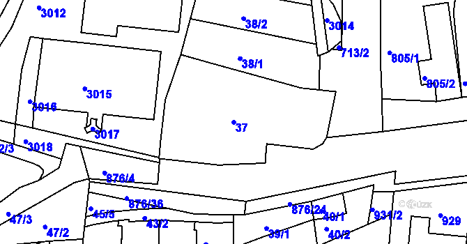 Parcela st. 37 v KÚ Bohunice, Katastrální mapa
