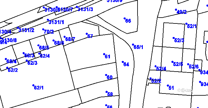 Parcela st. 61 v KÚ Bohunice, Katastrální mapa