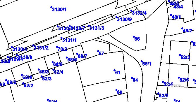 Parcela st. 67 v KÚ Bohunice, Katastrální mapa