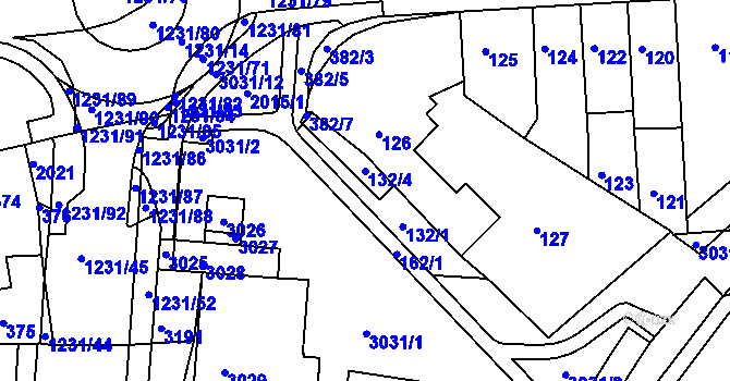 Parcela st. 132/1 v KÚ Bohunice, Katastrální mapa