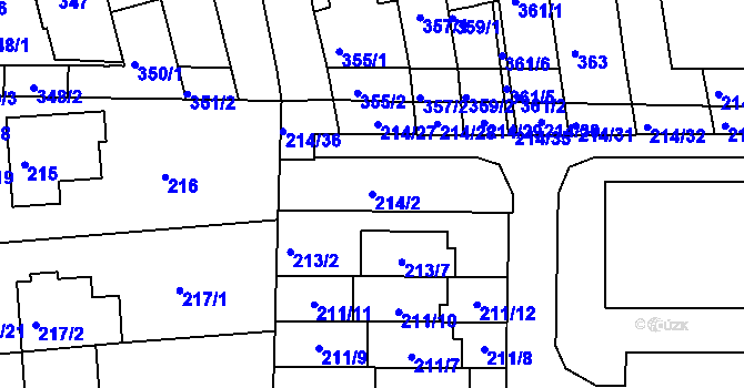Parcela st. 214/2 v KÚ Bohunice, Katastrální mapa