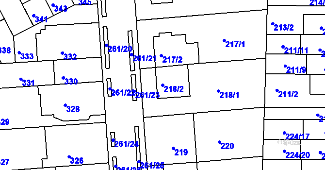 Parcela st. 218/2 v KÚ Bohunice, Katastrální mapa