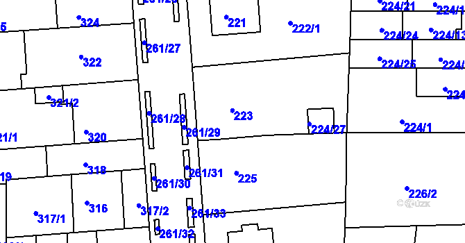 Parcela st. 223 v KÚ Bohunice, Katastrální mapa