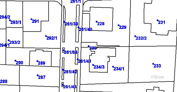 Parcela st. 230 v KÚ Bohunice, Katastrální mapa