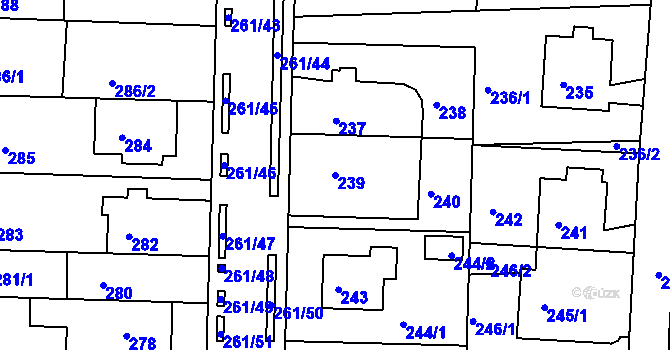 Parcela st. 239 v KÚ Bohunice, Katastrální mapa