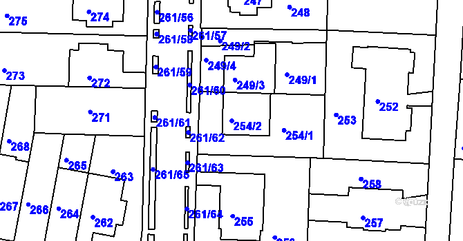 Parcela st. 254/2 v KÚ Bohunice, Katastrální mapa