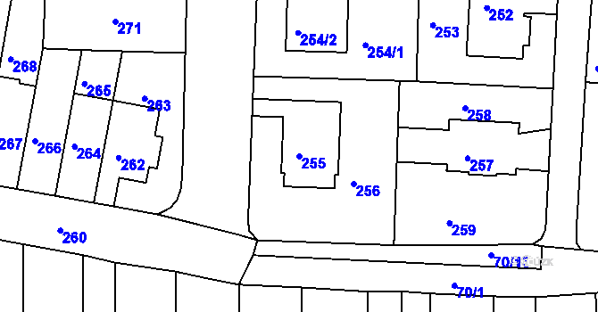 Parcela st. 255 v KÚ Bohunice, Katastrální mapa