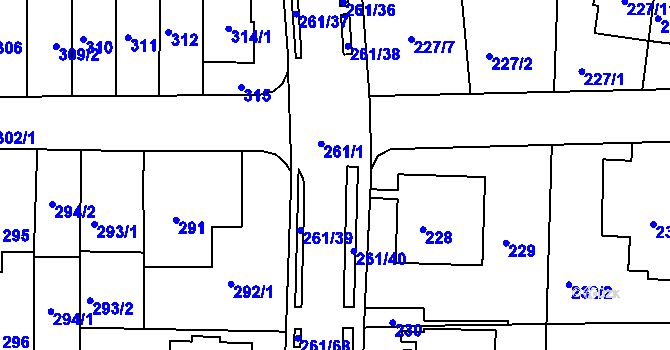 Parcela st. 261/6 v KÚ Bohunice, Katastrální mapa