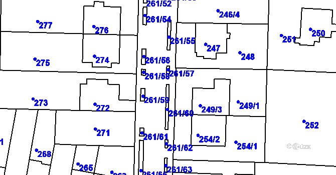 Parcela st. 261/8 v KÚ Bohunice, Katastrální mapa