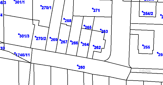 Parcela st. 264 v KÚ Bohunice, Katastrální mapa
