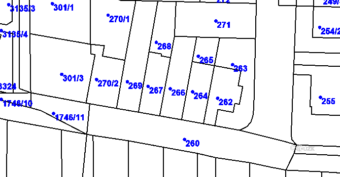 Parcela st. 266 v KÚ Bohunice, Katastrální mapa