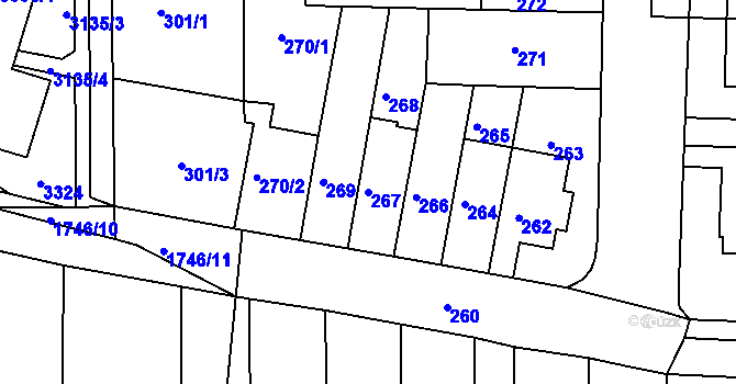 Parcela st. 267 v KÚ Bohunice, Katastrální mapa
