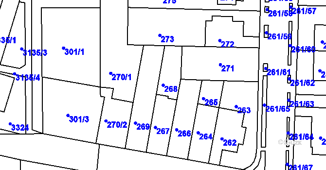 Parcela st. 268 v KÚ Bohunice, Katastrální mapa