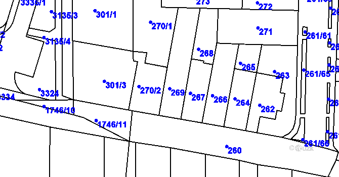 Parcela st. 269 v KÚ Bohunice, Katastrální mapa