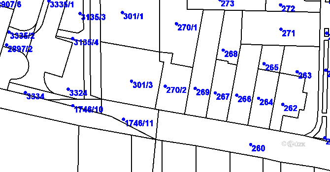 Parcela st. 270/2 v KÚ Bohunice, Katastrální mapa