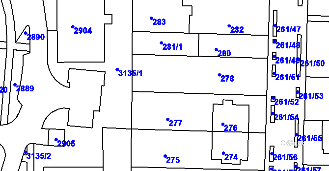 Parcela st. 279 v KÚ Bohunice, Katastrální mapa