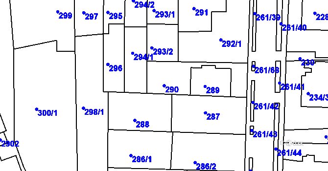 Parcela st. 290 v KÚ Bohunice, Katastrální mapa