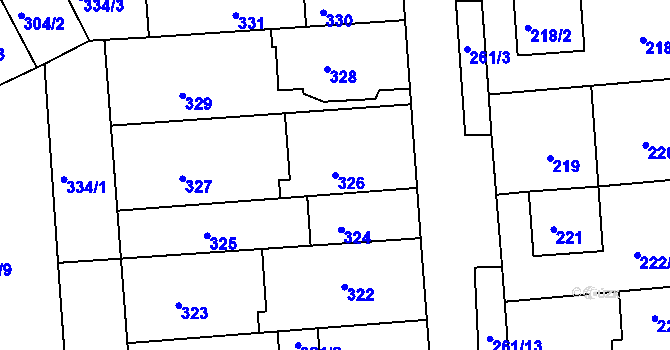 Parcela st. 326 v KÚ Bohunice, Katastrální mapa
