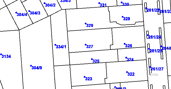 Parcela st. 327 v KÚ Bohunice, Katastrální mapa