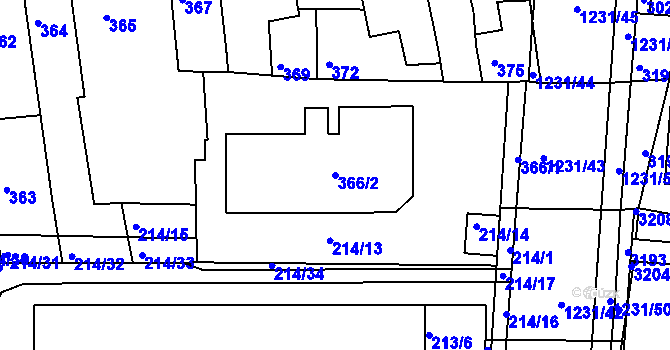 Parcela st. 366/2 v KÚ Bohunice, Katastrální mapa